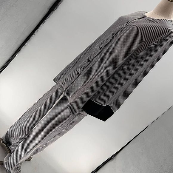 Victoria's Secret Black/White Striped Long Sleeve Silk Like Pajama Set-M - Picture 4 of 16